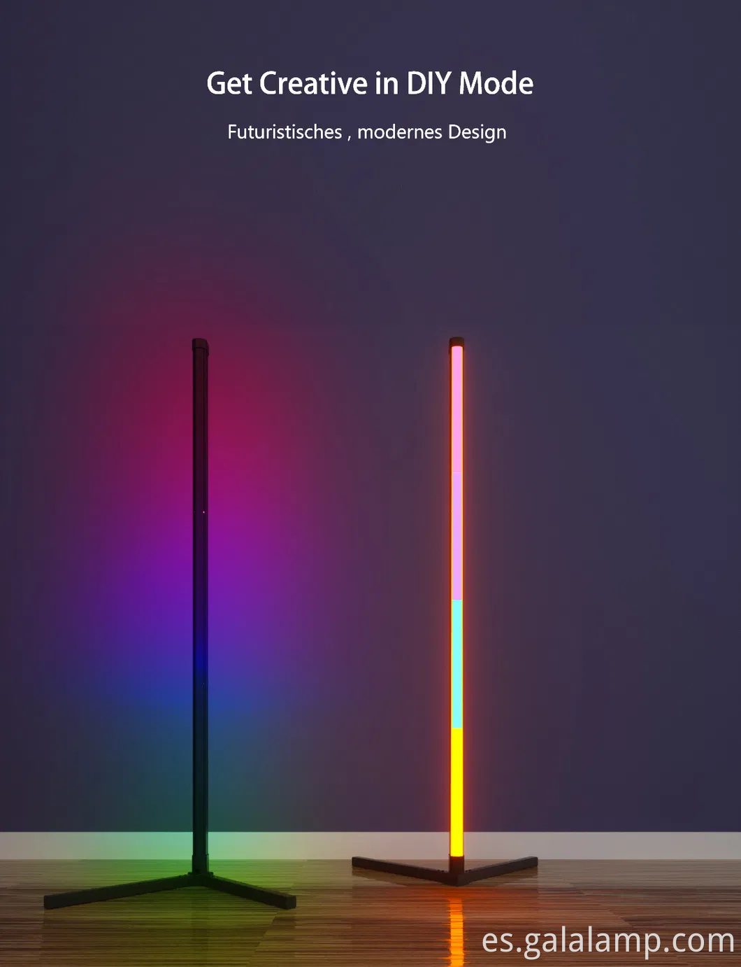RGB Lámpara de pie inteligente colorida con bluetooth y control wifi